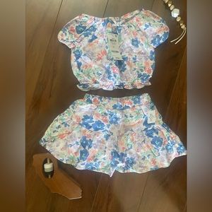 New Epic Threads Toddler Floral Skirt & Top for Macys size 2T Blue & Purple